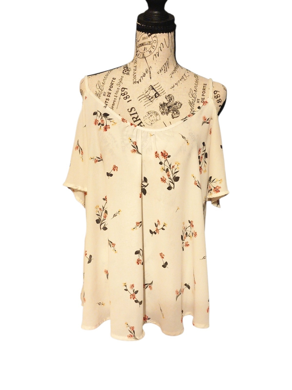 Sienna Sky Floral Cold Shoulder Blouse, Medium